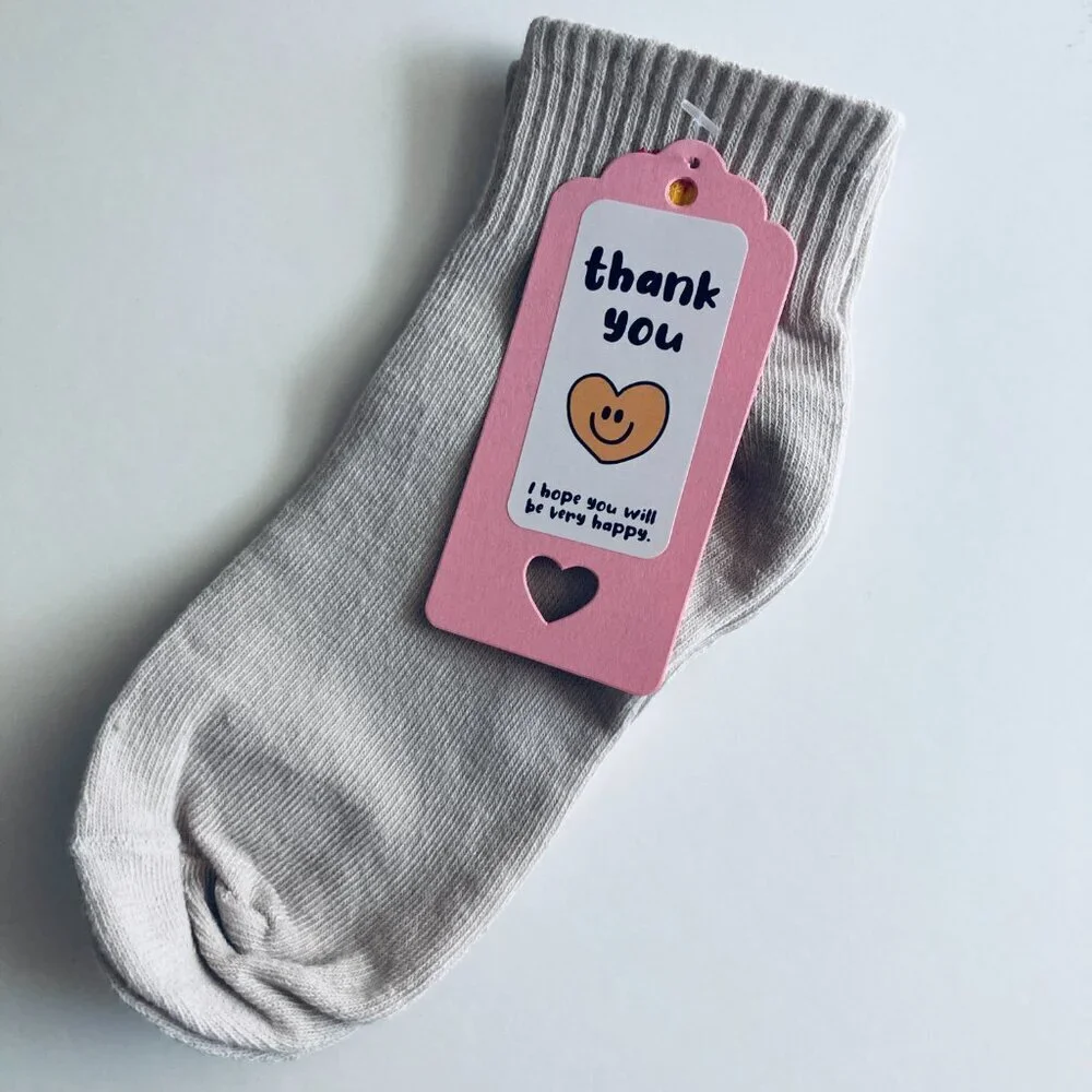 🍒 5/$25 🍒 Women's Ankle Crew Socks with Hearts Khaki & Yellow